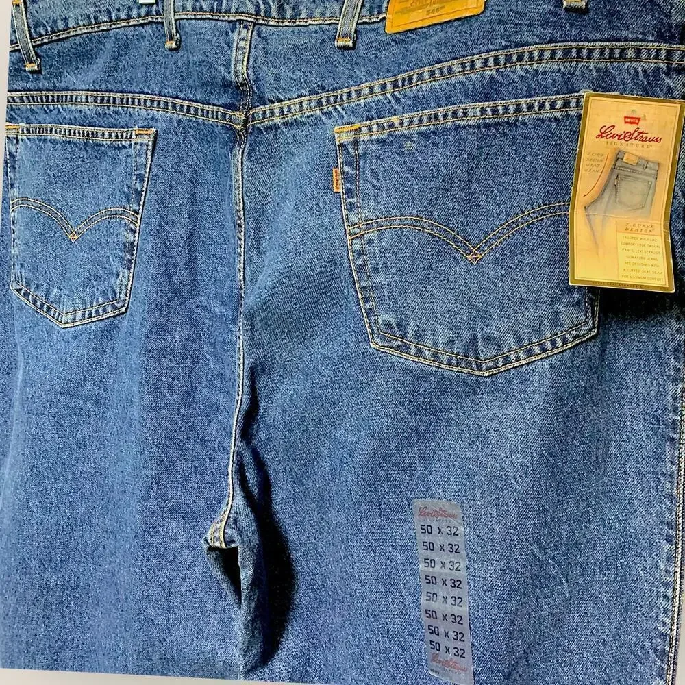 Levi's 540 Vintage 90s Relaxed Fit Tapered Denim Blue Jeans Men Size 50X32 New